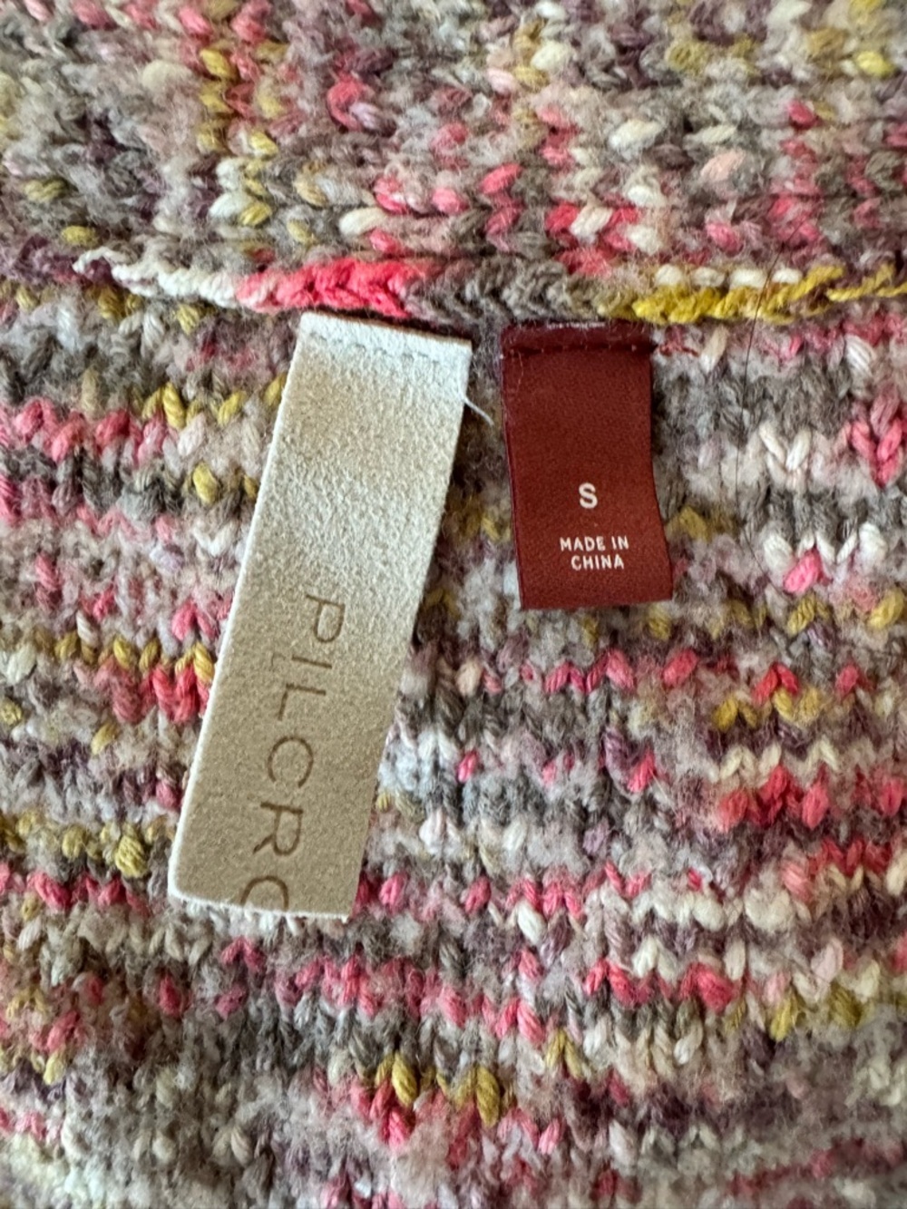 Pilcro Anthropologie Deep V Knit Sweater Chunky Multi Colored Pastel Small - Picture 5 of 9